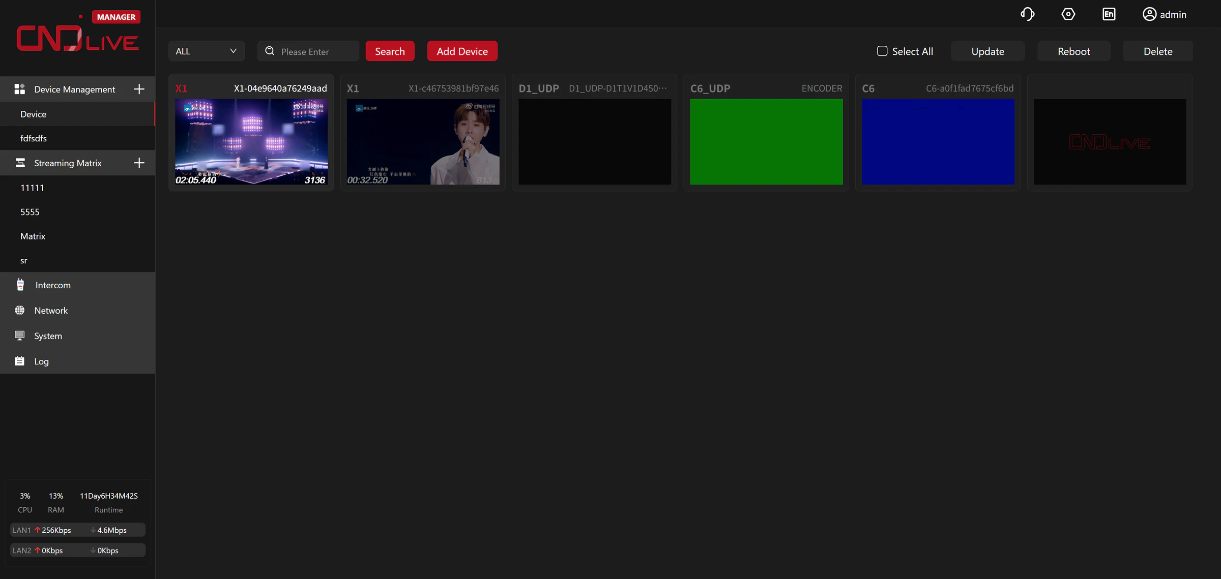CNDLive Manager Device Management interface