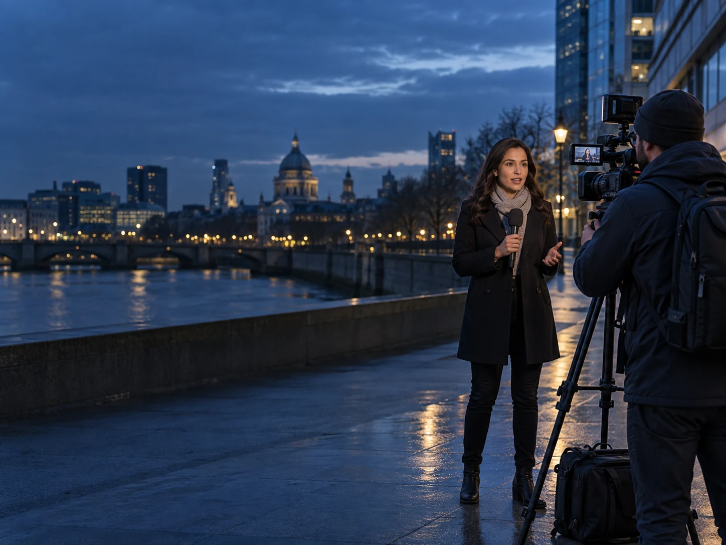 Mobile journalist filming a live field report
