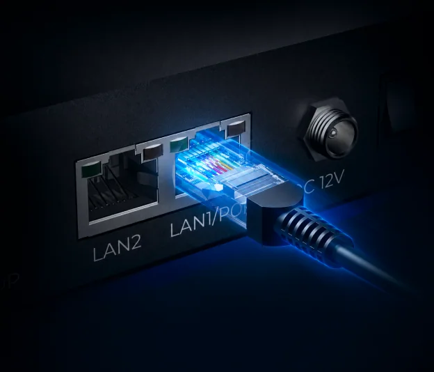 PoE power and network connection